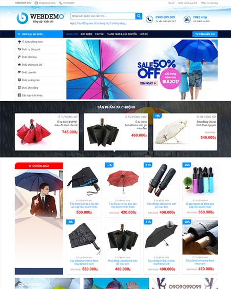 Web bán hàng áo mưa